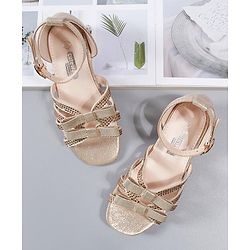 Cute Walk by Babyhug Party Wear Embellished Sandals - Bronze