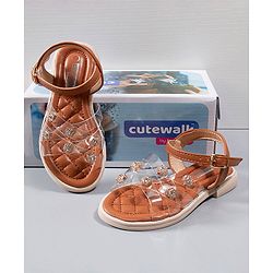 Cute Walk by Babyhug Party Wear Sandals - Brown