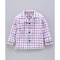 Babyhug Full Sleeves Night Suit Checks - White