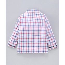 Babyhug Full Sleeves Night Suit Checks - White