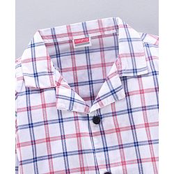 Babyhug Full Sleeves Night Suit Checks - White
