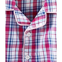 Babyhug Full Sleeves Woven Checked Night Suit - Multicolor