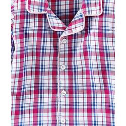 Babyhug Full Sleeves Woven Checked Night Suit - Multicolor