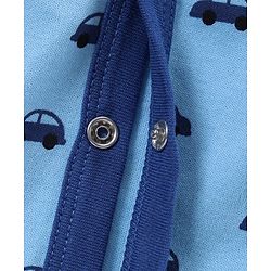Babyhug Full Sleeves Foooted Sleepsuit Car Print - Blue