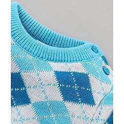 Babyhug Full Sleeves Intarsia Knitted Sweater Set - Blue