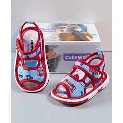 Cute Walk by Babyhug Sandals Vehicle Print - Red