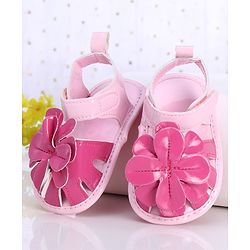 Cute Walk by Babyhug Booties Floral Applique - Beige