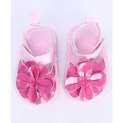 Cute Walk by Babyhug Booties Floral Applique - Beige