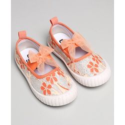 Cute Walk by Babyhug Casual Shoes Floral Embroidered - Orange