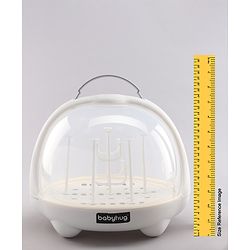 Babyhug Portable Covered Drying Rack for Baby Bottles & Accessories  White & Grey | BPA Free | Dust Proof | Easy Cleaning | Travel Friendly