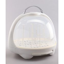 Babyhug Portable Covered Drying Rack for Baby Bottles & Accessories  White & Grey | BPA Free | Dust Proof | Easy Cleaning | Travel Friendly