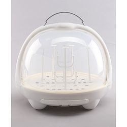 Babyhug Portable Covered Drying Rack for Baby Bottles & Accessories  White & Grey | BPA Free | Dust Proof | Easy Cleaning | Travel Friendly