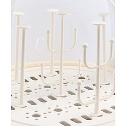 Babyhug Portable Covered Drying Rack for Baby Bottles & Accessories  White & Grey | BPA Free | Dust Proof | Easy Cleaning | Travel Friendly