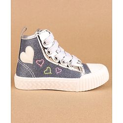 Cute Walk by Babyhug Casual Shoes Heart Embroidered - Blue - EU 26 Blue