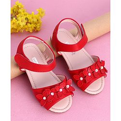 Cute Walk by Babyhug Sandals Floral Appliques - Red