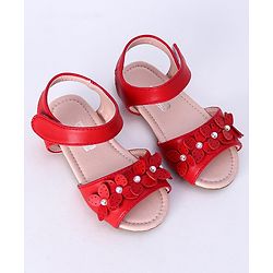 Cute Walk by Babyhug Sandals Floral Appliques - Red
