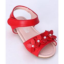 Cute Walk by Babyhug Sandals Floral Appliques - Red
