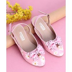 Cute Walk by Babyhug Party Wear Belly Shoes Bow Appliques - Pink