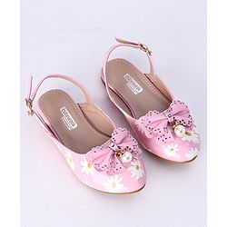 Cute Walk by Babyhug Party Wear Belly Shoes Bow Appliques - Pink