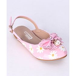 Cute Walk by Babyhug Party Wear Belly Shoes Bow Appliques - Pink