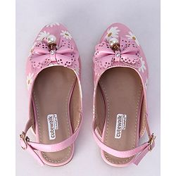 Cute Walk by Babyhug Party Wear Belly Shoes Bow Appliques - Pink