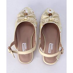 Cute Walk by Babyhug Party Wear Belly Shoes Bow Appliques - Light Yellow