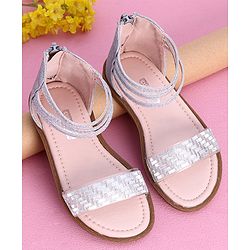 Cute Walk by Babyhug Shimmery Sandals - Silver