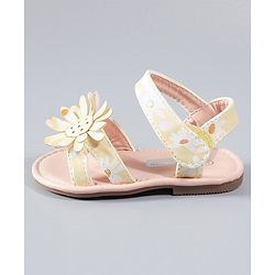 Cute Walk by Babyhug Sandals Floral Applique - Yellow