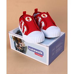 Cute Walk by Babyhug Casual Shoes Aeroplane Patch - Red White