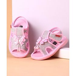 Cute Walk by Babyhug Party Wear Sandals Butterfly Appliques - Pink