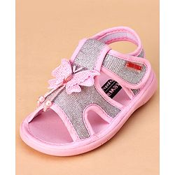 Cute Walk by Babyhug Party Wear Sandals Butterfly Appliques - Pink