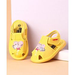 Cute Walk by Babyhug Sandals Heart Embroidery - Yellow