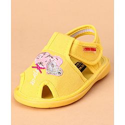 Cute Walk by Babyhug Sandals Heart Embroidery - Yellow