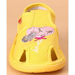 Cute Walk by Babyhug Sandals Heart Embroidery - Yellow