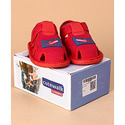 Cute Walk by Babyhug Sandals Crocodile Patch - Red