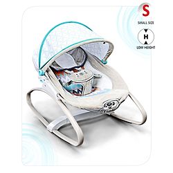 Babyhug Baby Rocker with Soothing Vibrations & Music With Canopy - Grey