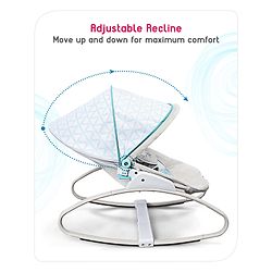 Babyhug Baby Rocker with Soothing Vibrations & Music With Canopy - Grey