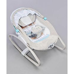 Babyhug Baby Rocker with Soothing Vibrations & Music With Canopy - Grey