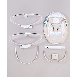 Babyhug Baby Rocker with Soothing Vibrations & Music With Canopy - Grey