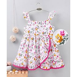 Babyhug Short Sleeves Frock Floral Prints - Pink