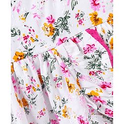 Babyhug Short Sleeves Frock Floral Prints - Pink