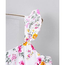 Babyhug Short Sleeves Frock Floral Prints - Pink