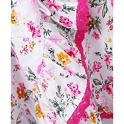Babyhug Short Sleeves Frock Floral Prints - Pink