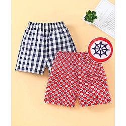 Babyhug 100% Cotton Boxers Pack of 2 - Navy Red