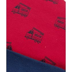 Babyhug 100%Cotton Cap With Tie Knot Style Fire Brigade Print  Red - Diameter 9.5 cm