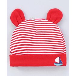 Babyhug 100% Cotton Cap Red - Diameter 10 cm