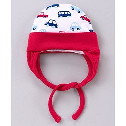 Babyhug 100% Cotton Tie Knot Cap Red - Diameter  10 cm