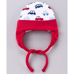 Babyhug 100% Cotton Tie Knot Cap Red - Diameter  10 cm