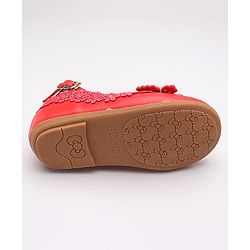 Cute Walk by Babyhug Embellished Belly Shoes - Red