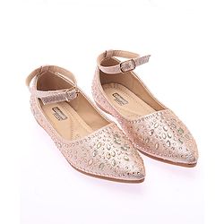 Cute Walk by Babyhug Party Wear Belly Shoes Studded Detailing - Champagne